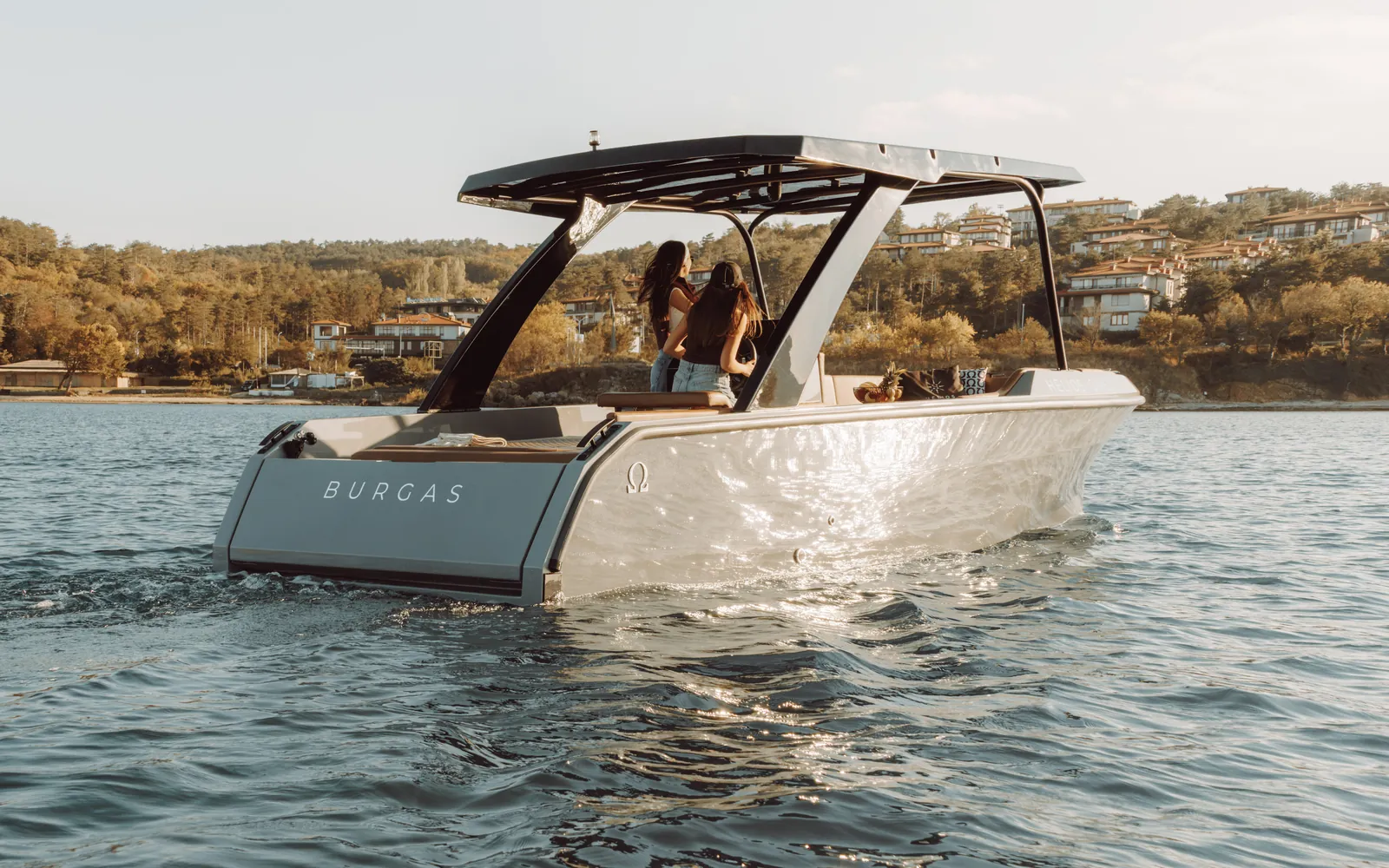 Helios Marine Omega 7.2 electric yacht under way off Burgas